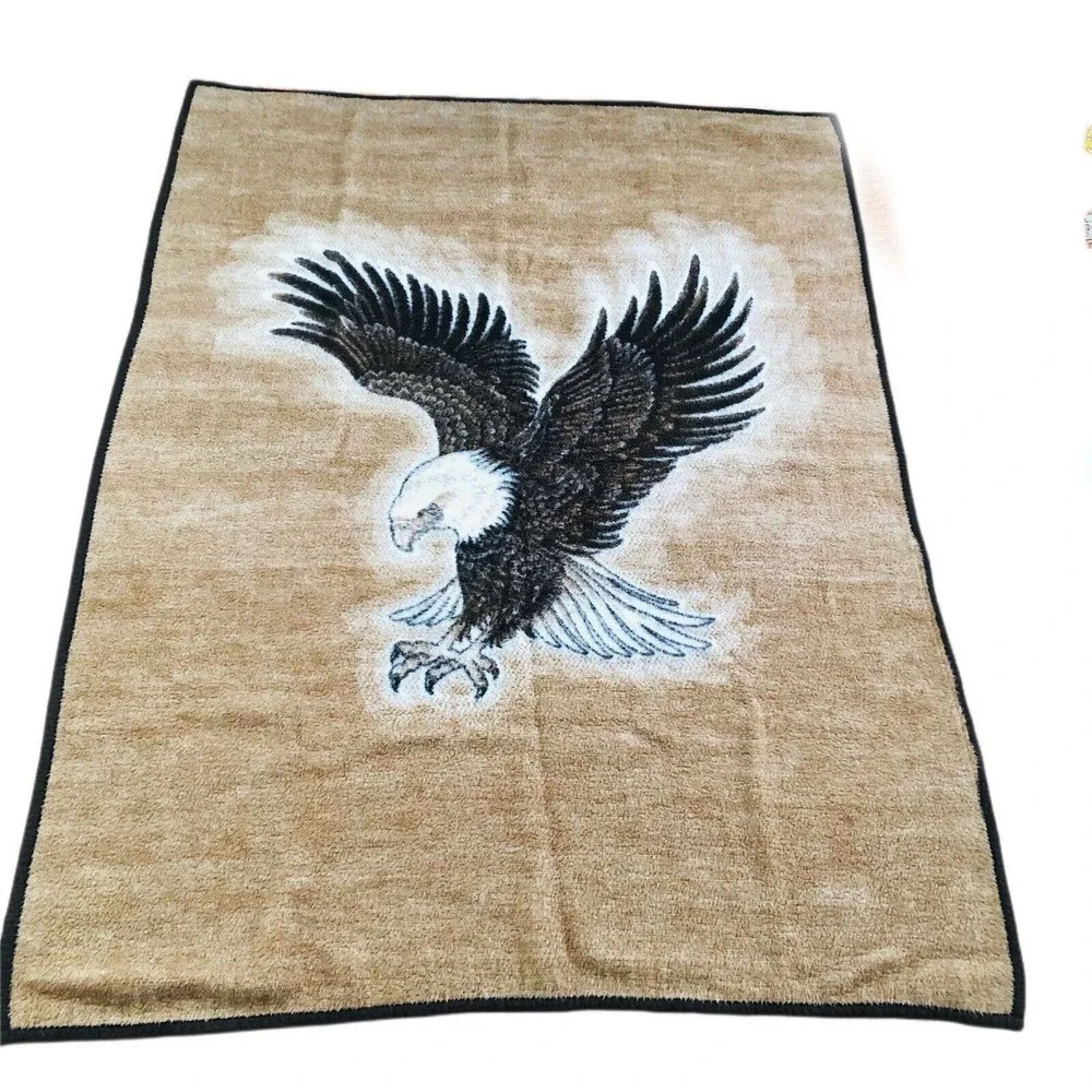 Safari Weavers ￼EAGLE Reversible Harley Blanket Plush Rare wall Art W Germany